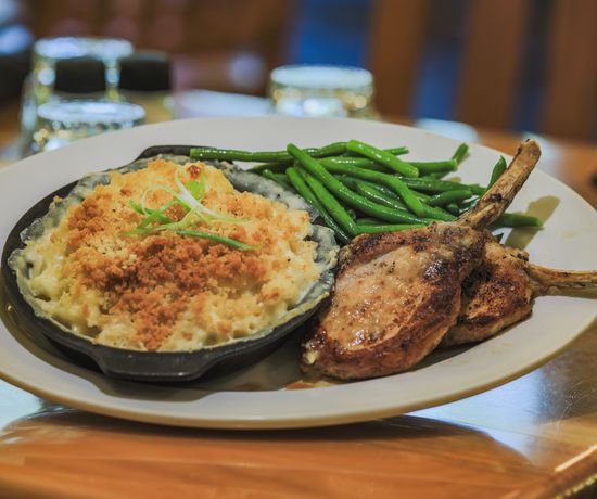 Dinner plate with meat + 2 sides.